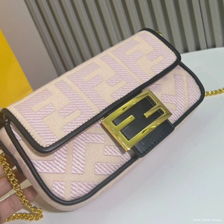 Cheap Baguette Canvas FF Cherry Motif Fendi Mini In Bag 0816